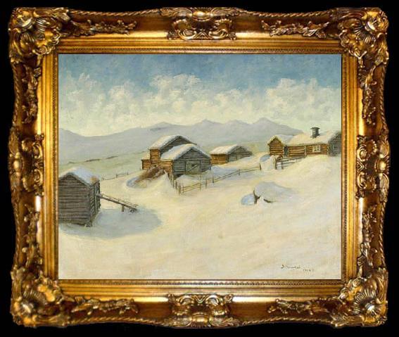 framed  Gustav Wentzel Vinterbilde fra Vaga, ta009-2